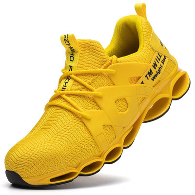 Kezhiho Steel Toe Shoes for Men Women Cushion Comfortable Lightweight Breathable Sneakers